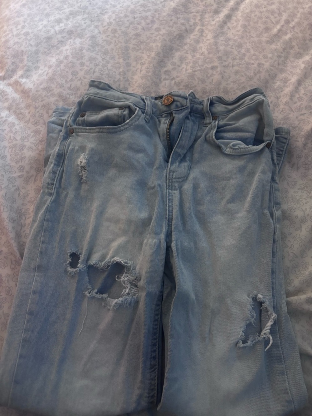 Indigo Rein Light Blue Distressed Boyfriend Jeans